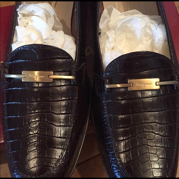 SOLD—-Ferragamo Brown Croc Loafers - Picture 2 of 4
